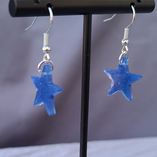 Blue Star Tiny Dangle Earrings